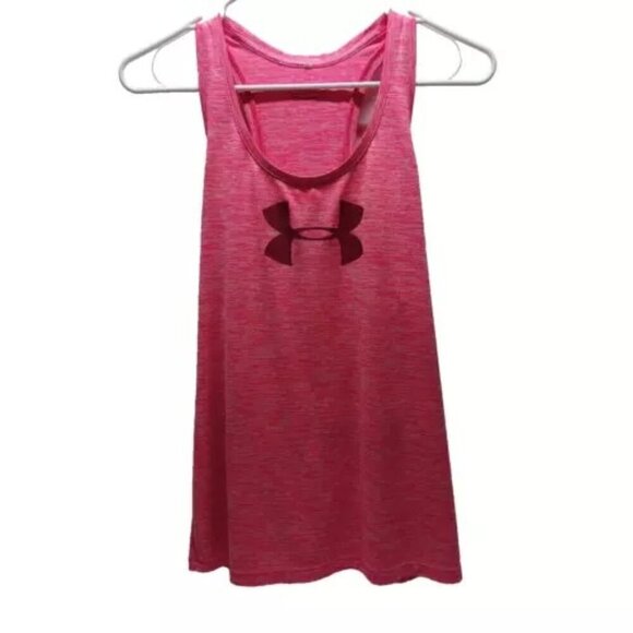 Under Armour Tech Tank Women's Small Pink Racerback Twist UA Logo Gym Scoop Neck - Picture 1 of 13